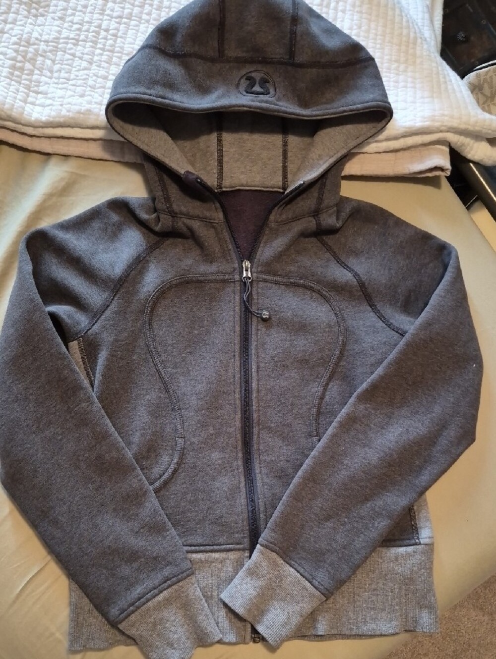 Womens LuluLemon Two Tone Gray Hoodie Full Zip Jacket Sweatshirt
